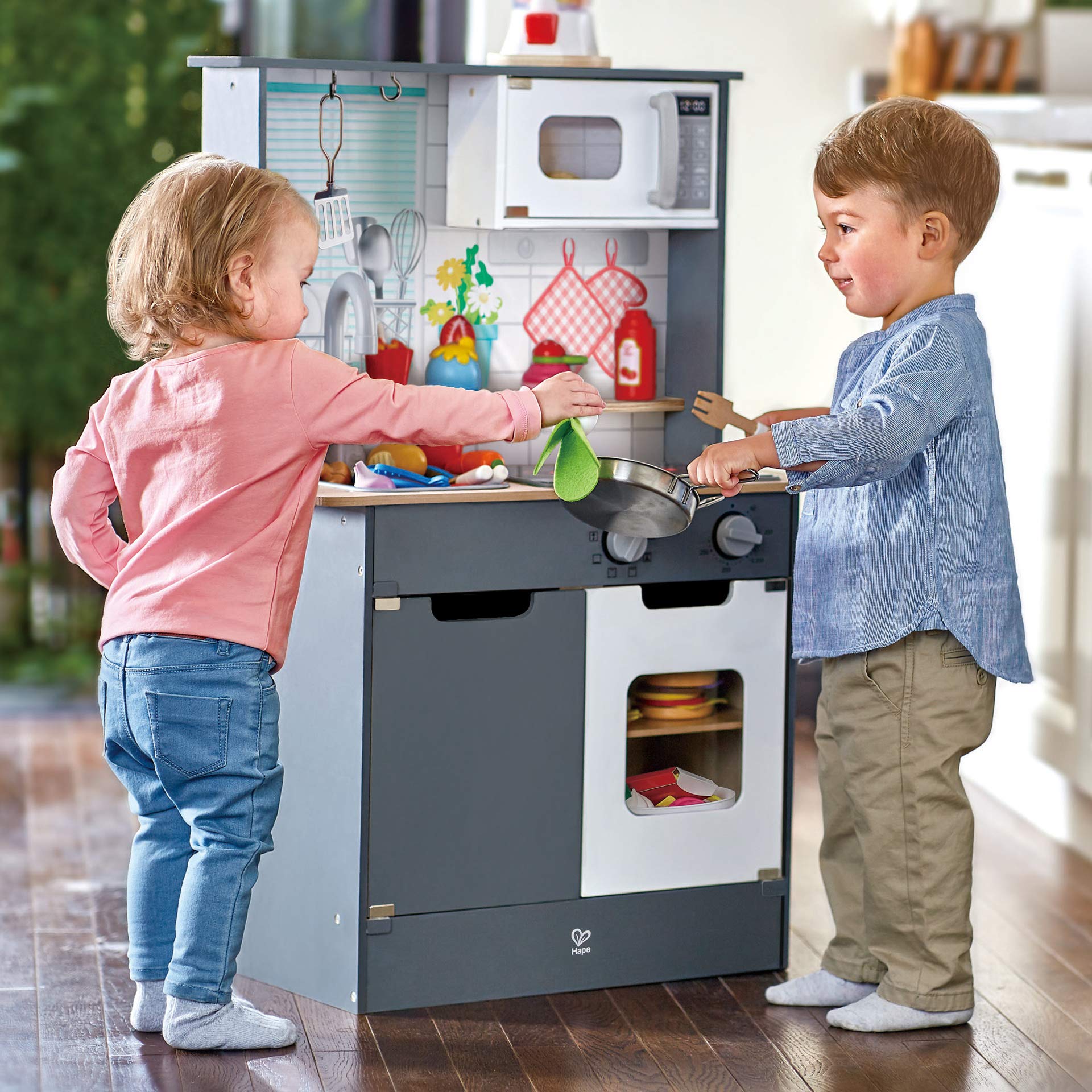 Hape Cucina e accessori Cucina Grigia E3166 cucina giocattolo legno luci suoni