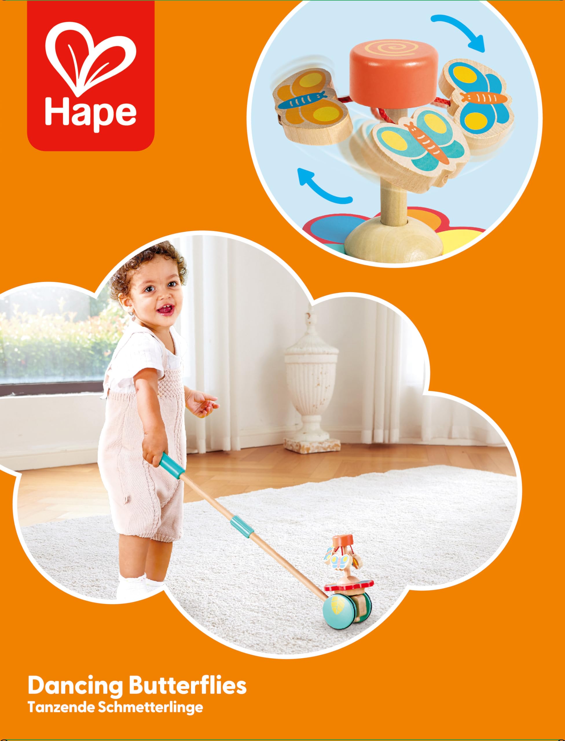 Hape Spingi e cammina E0341 Spingi Farfalle Ballerine in legno