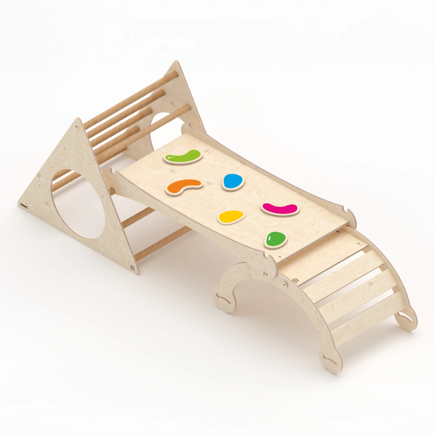 Il Pianeta delle idee Wood for Kids Montessori Palestra Arco+Triangolo+Scivolo in legno