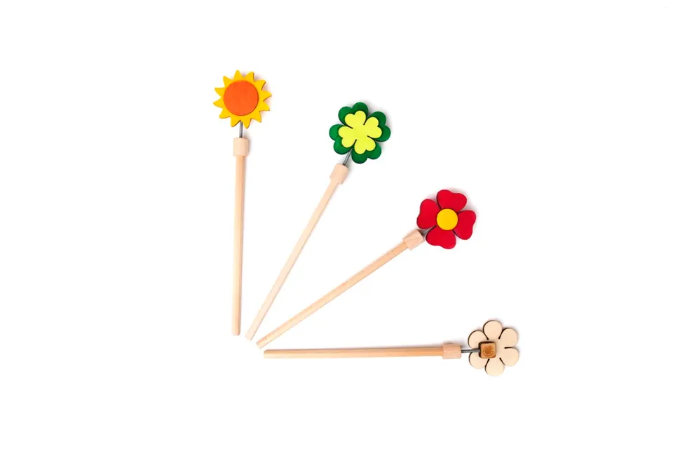 Il Pianeta delle idee Piccoli Oggetti Fiori Matite matita con fiore in legno
