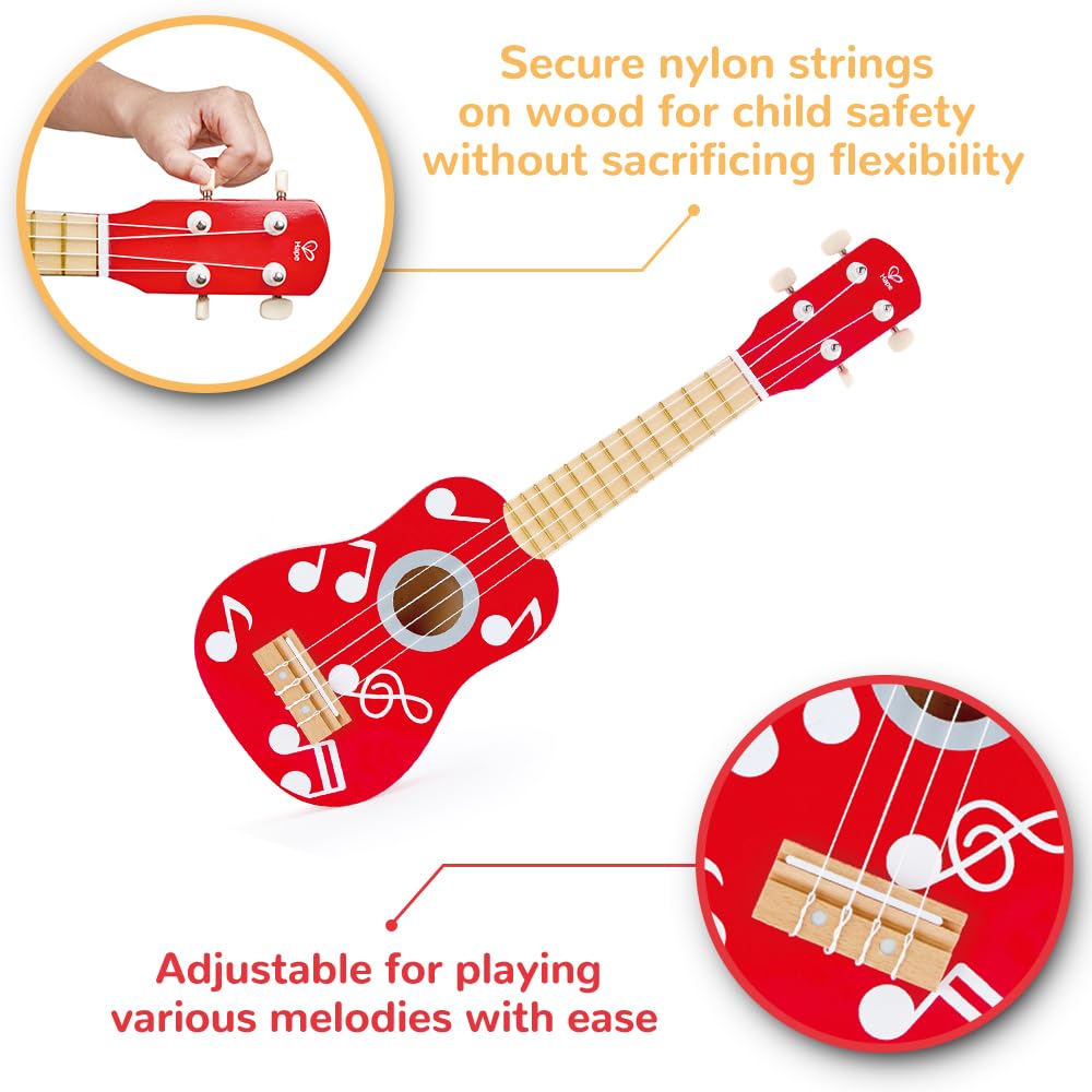 Hape Giochi musicali E0603 ukulele rosso in legno