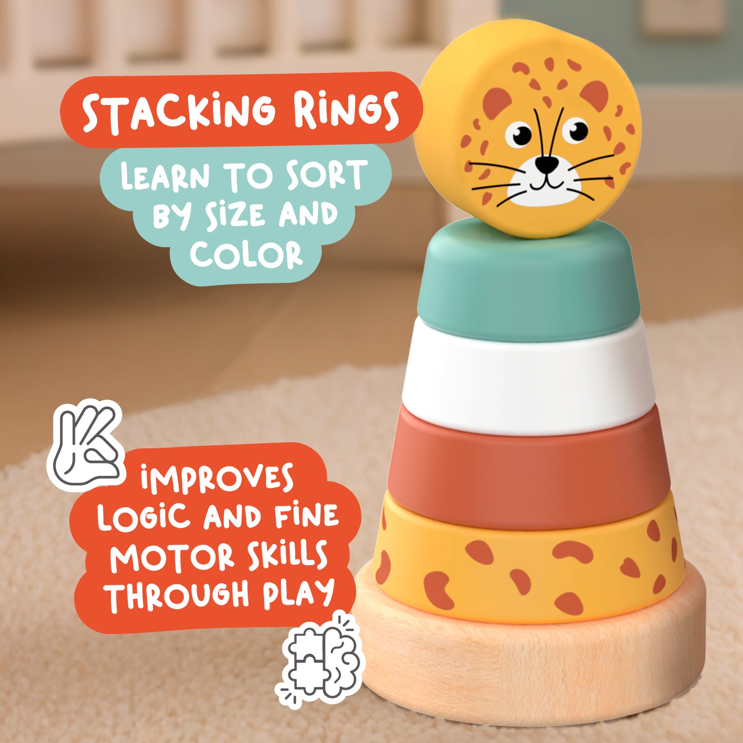 Nene Toys Baby & Toddler Toys 4-in-1 Animal Learning Set giochi in legno