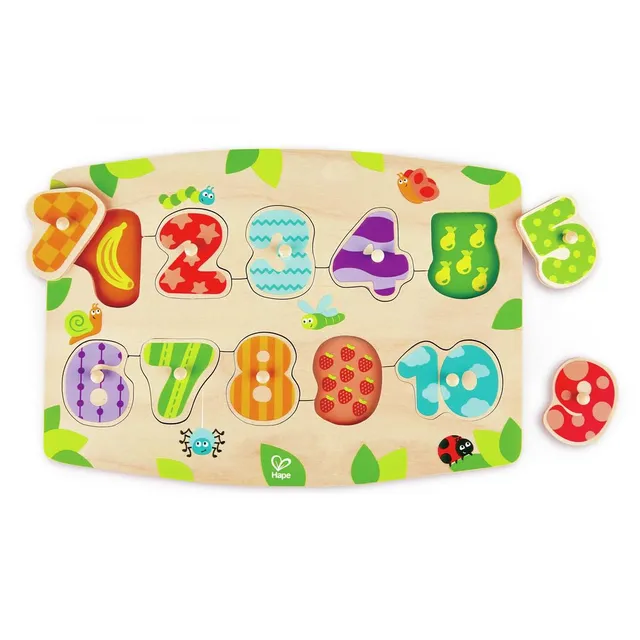 Hape Puzzle E1404 Number Peg Puzzle in legno con pomelli