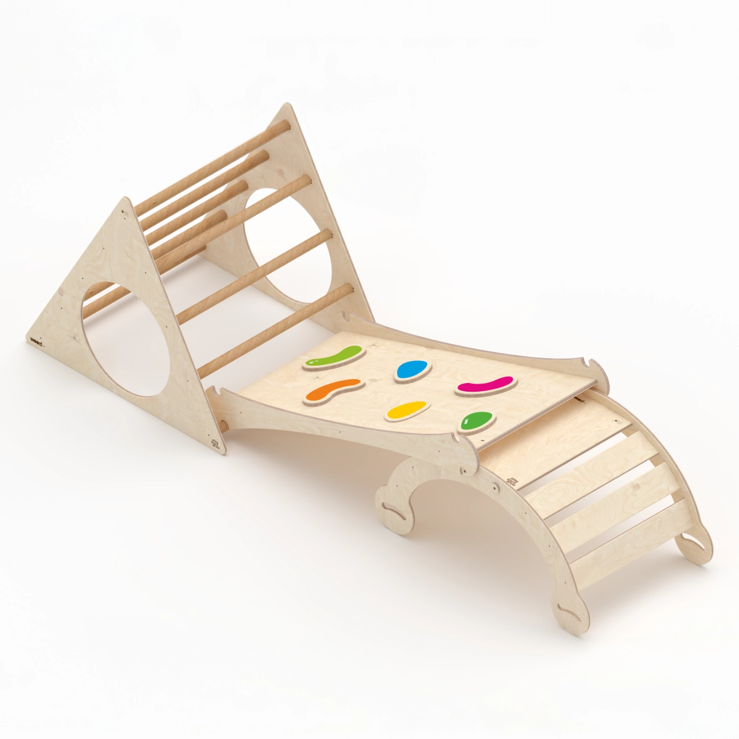 Il Pianeta delle idee Wood for Kids Montessori Palestra Arco+Triangolo+Scivolo in legno