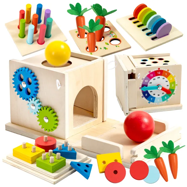Nene Toys Building & Stacking 7 in 1 Montessori Play Cube cubo in legno