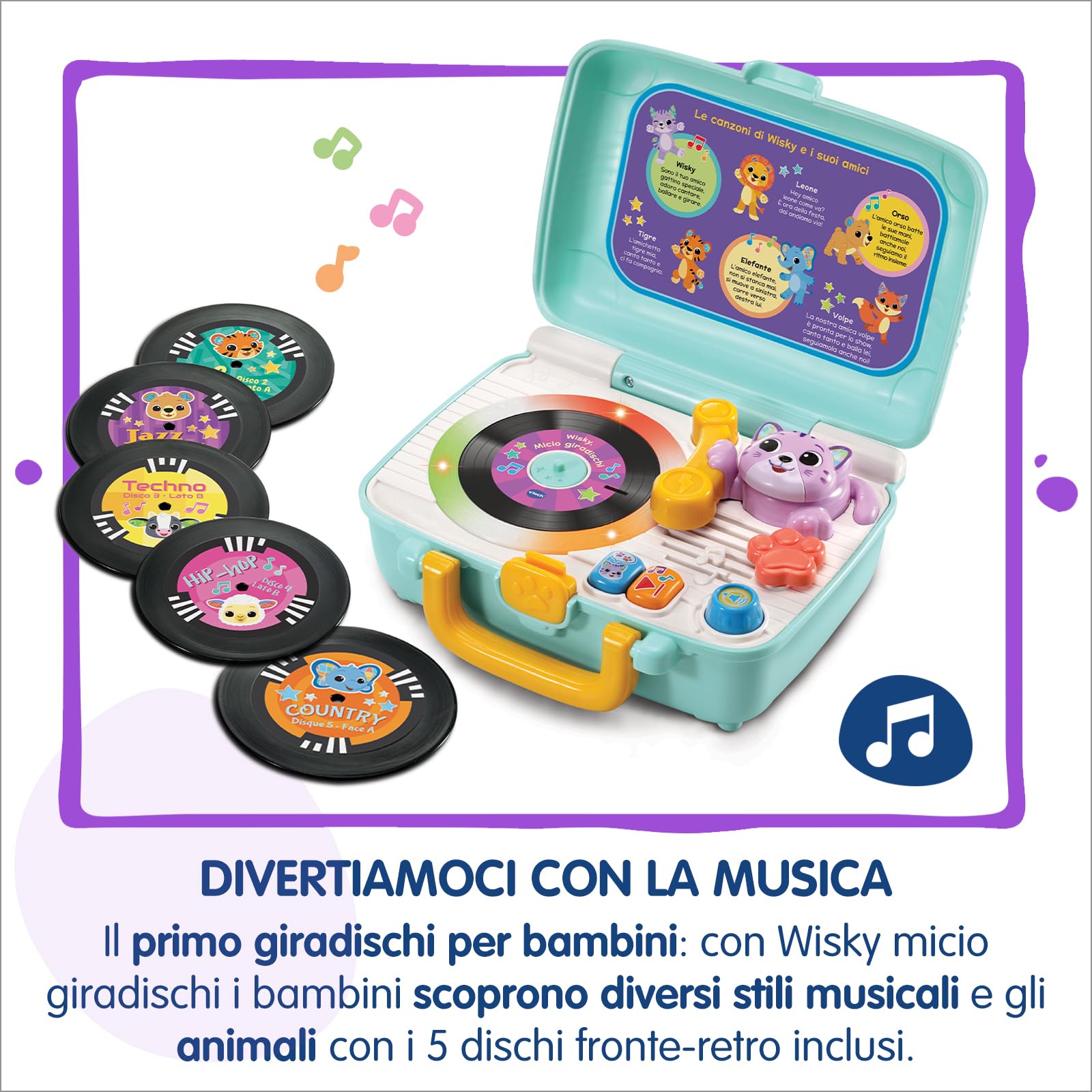 VTech Giocattoli 1-3 anni Wisky Micio Giradischi giocattolo