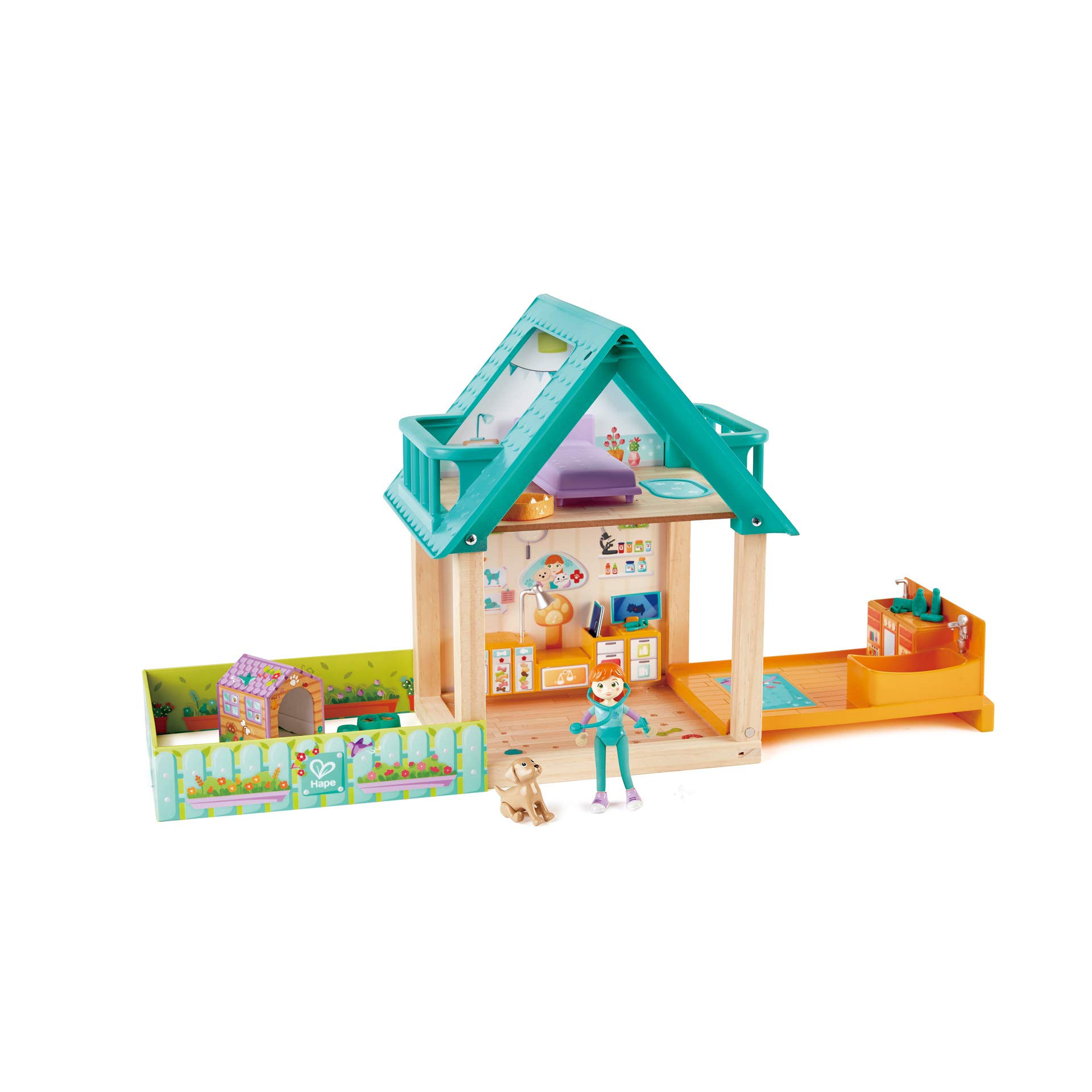 Hape E3408 Furry Friend Vet Set casa veterinaria in legno