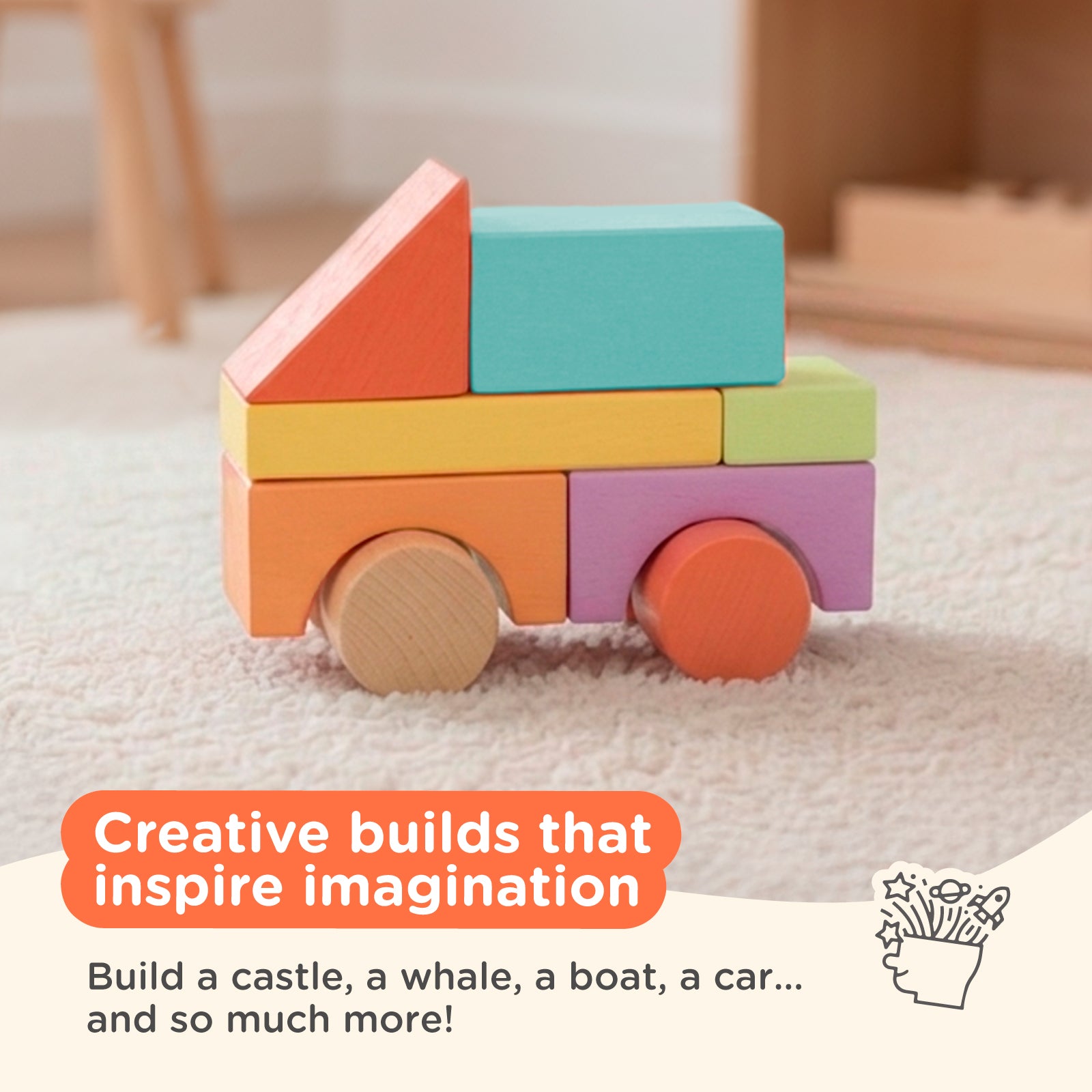 Nene Toys Building & Stacking 100 Pcs Wooden Building Blocks 100 blocchi