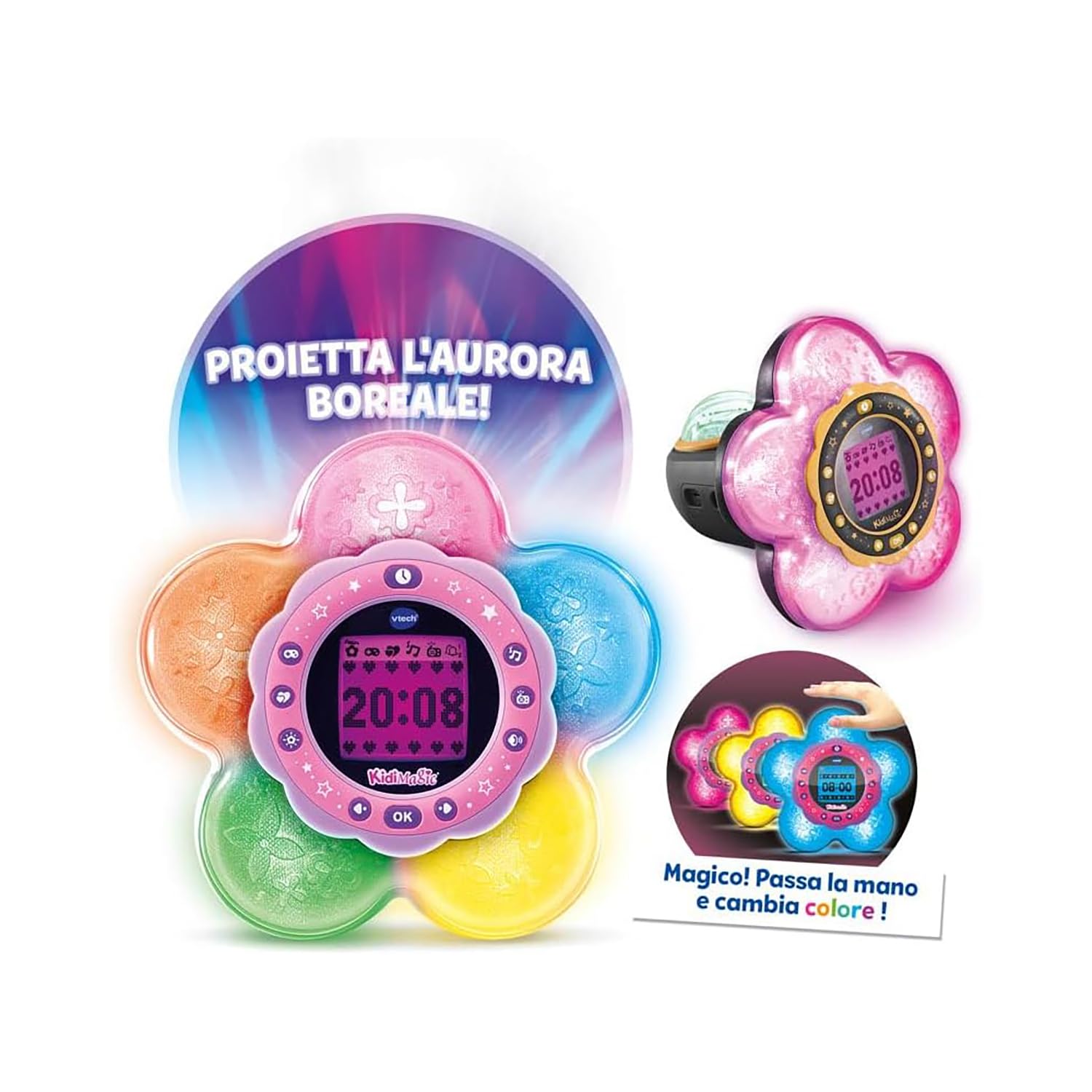 VTech KidiMagic Galaxy Light radiosveglia 9 in 1 con proiezione aurora boreale