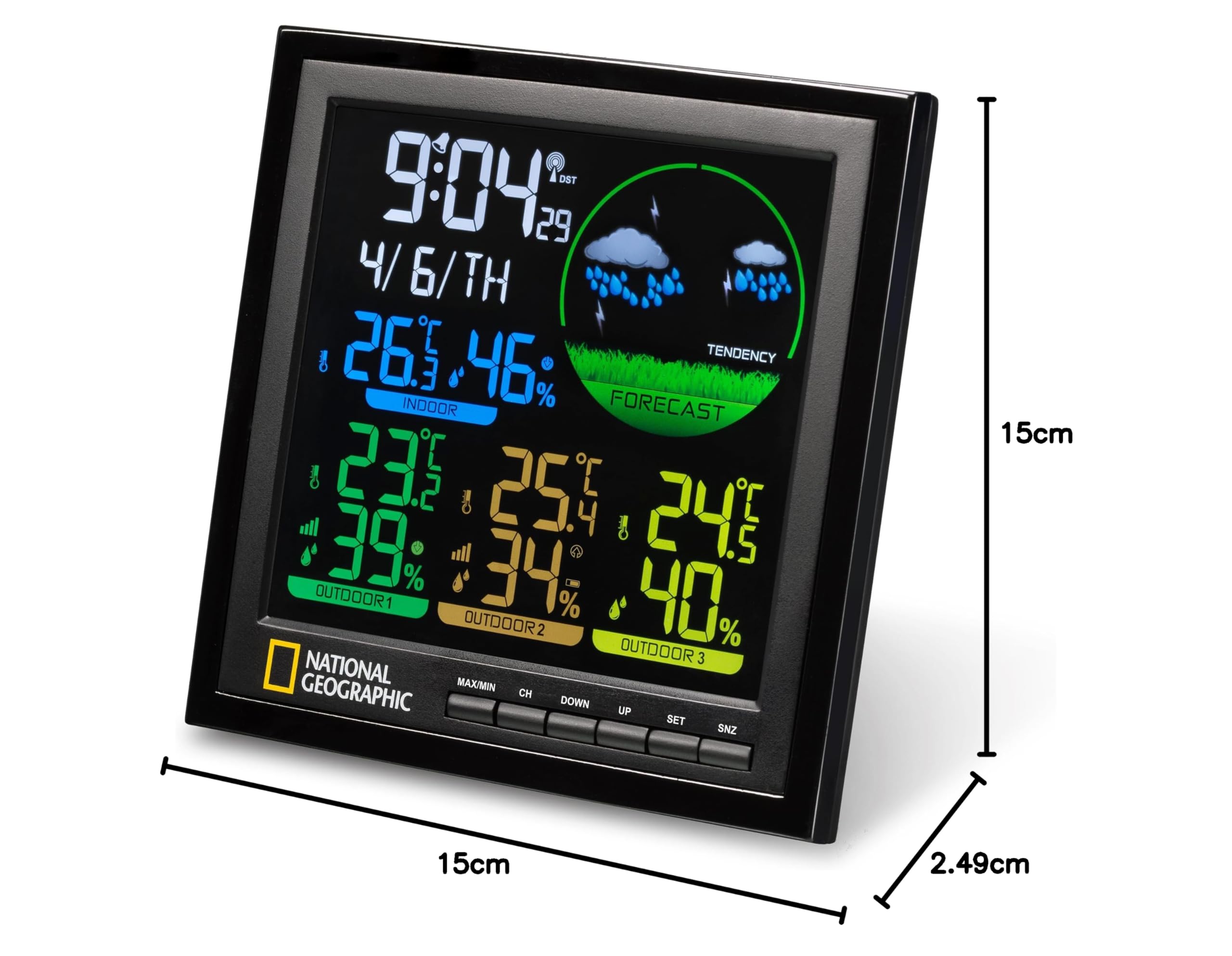 National Geographic Stazioni meteorologiche ed elettronica outdoor 9070700 stazione meteo nera
