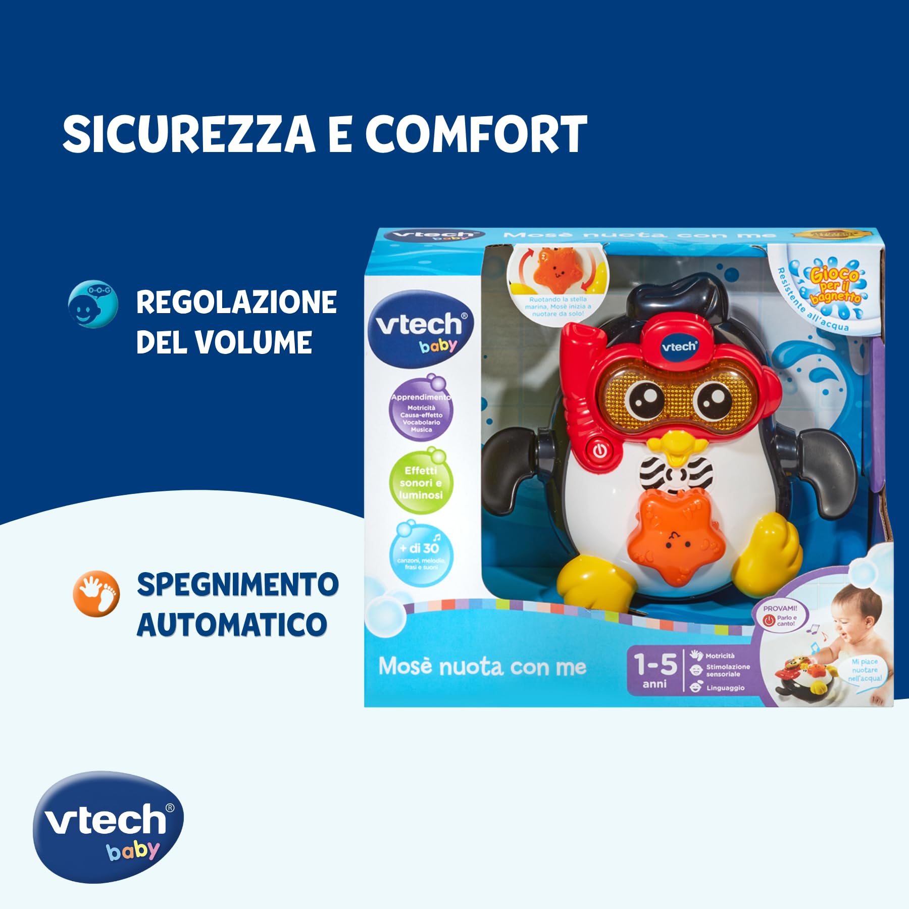 VTech Giocattoli 1-3 anni Mosè Nuota con Me gioco bagnetto interattivo
