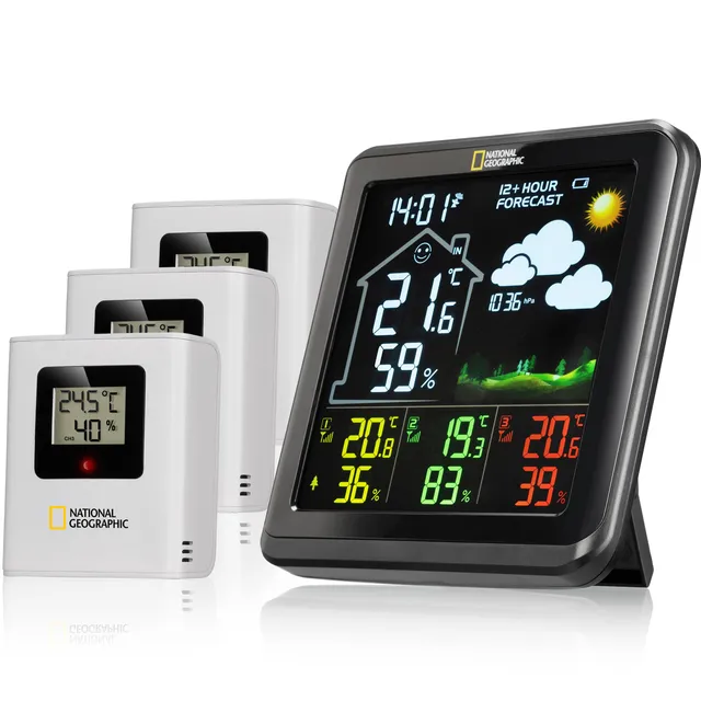 National Geographic Stazioni meteorologiche ed elettronica outdoor Stazione Meteo con sensore da Esterno nera
