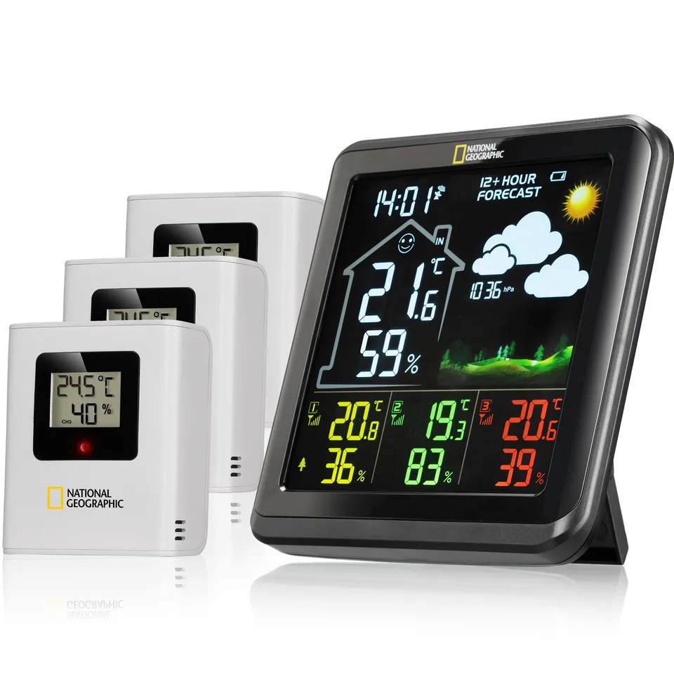 National Geographic Stazioni meteorologiche ed elettronica outdoor Stazione Meteo con sensore da Esterno nera