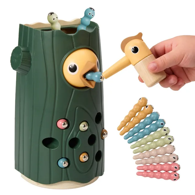 Nene Toys Baby & Toddler Toys Little Woodpecker, gioco magnetico verde