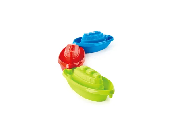 Hape Giochi da spiaggia Barchette impilabili 3 pezzi multicolore forate