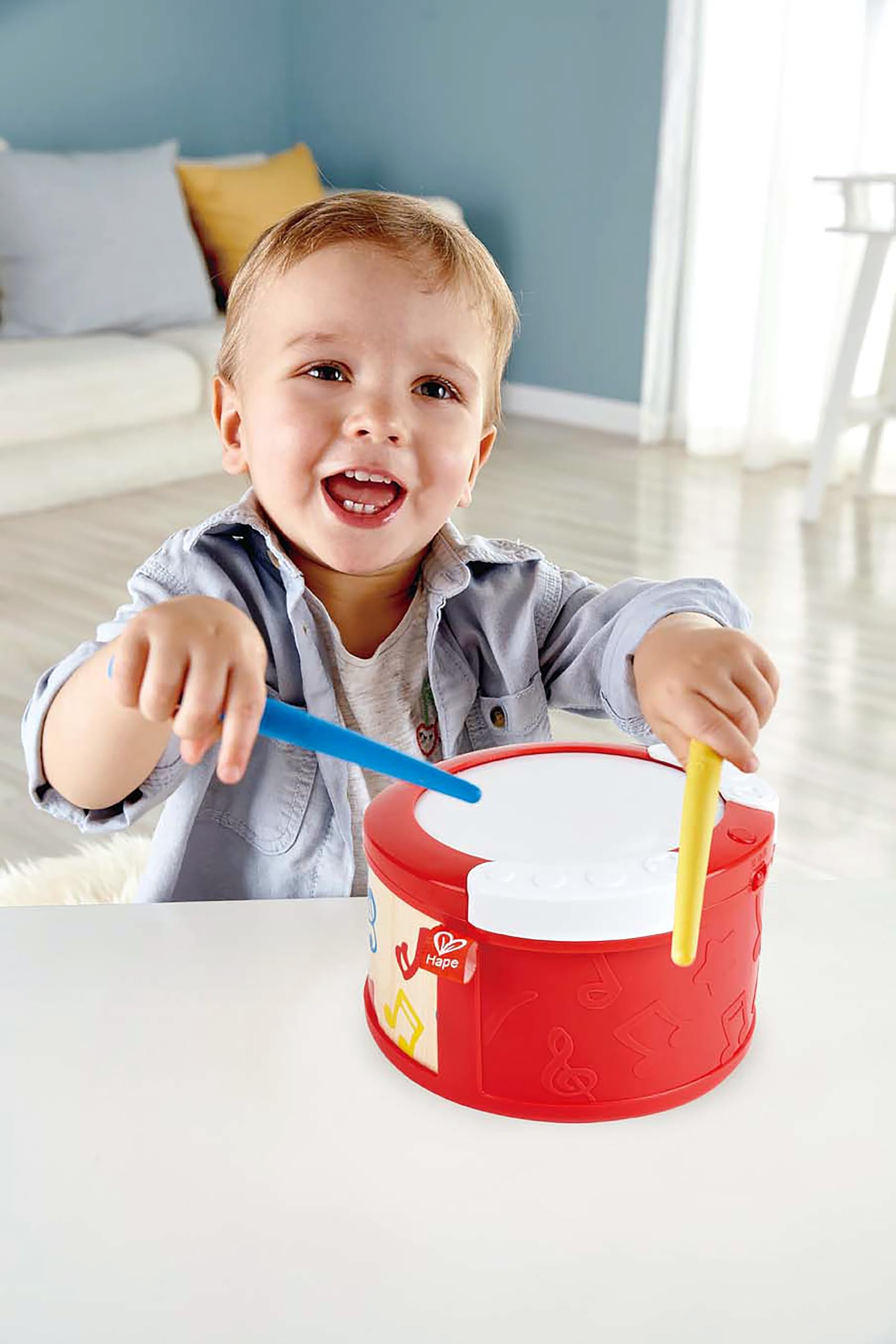 Hape Giochi musicali Tamburo Suona con le Luci dai 12 mesi
