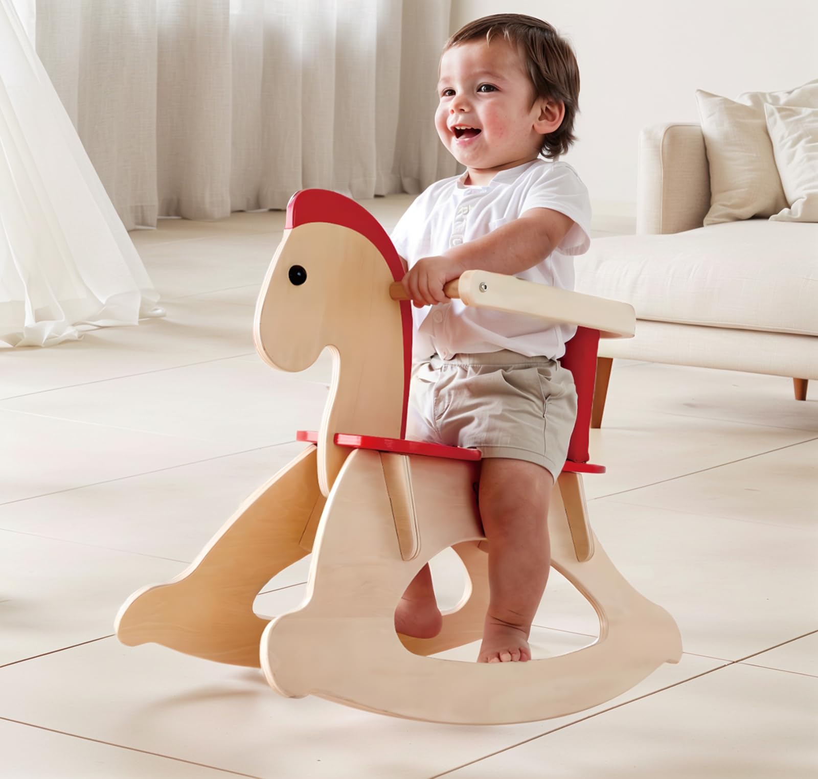 HAPE Spingi e cammina E0100 cavallino a dondolo in legno