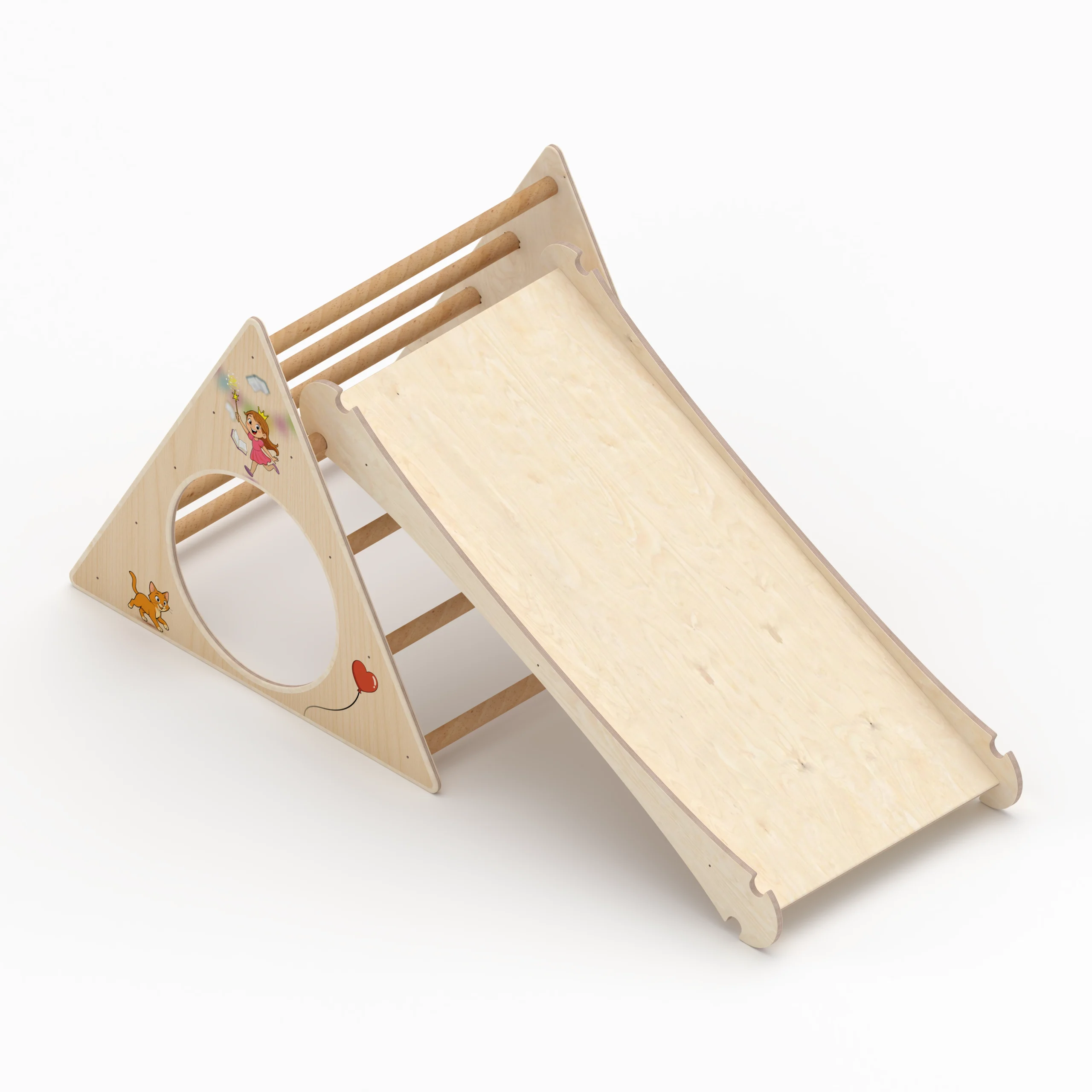 Il Pianeta delle idee Wood for Kids Montessori Triangolo di Pikler con Scivolo triangolo in legno