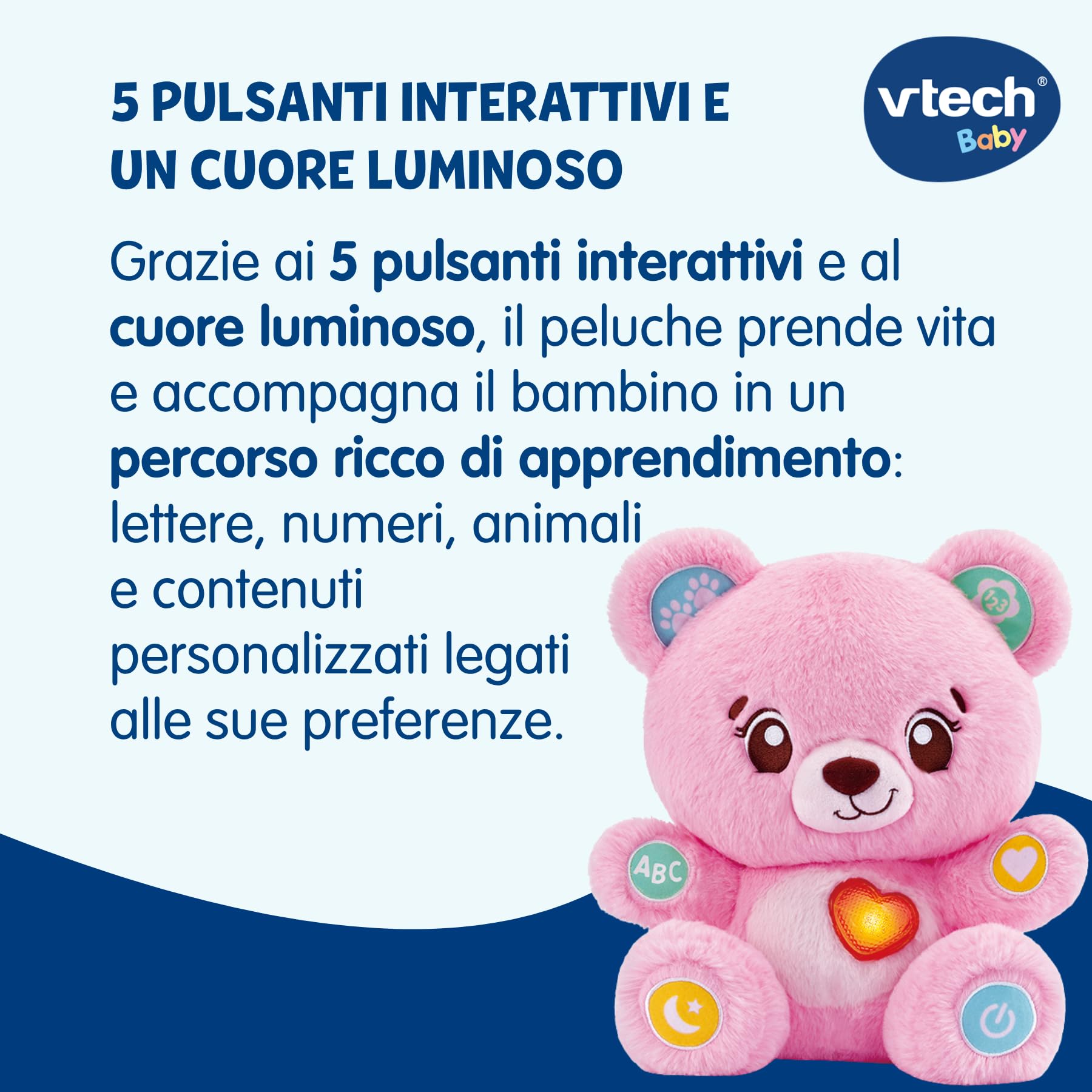 VTech Giocattoli 1-3 anni Biscotto Coccole e Chiacchiere orsetto rosa interattivo