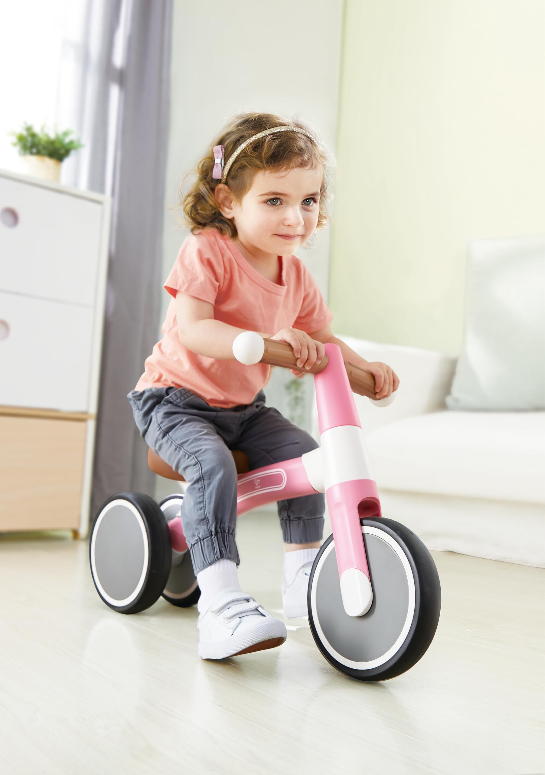 Hape Primi passi e bici triciclo rosa senza pedali 3 ruote leggero