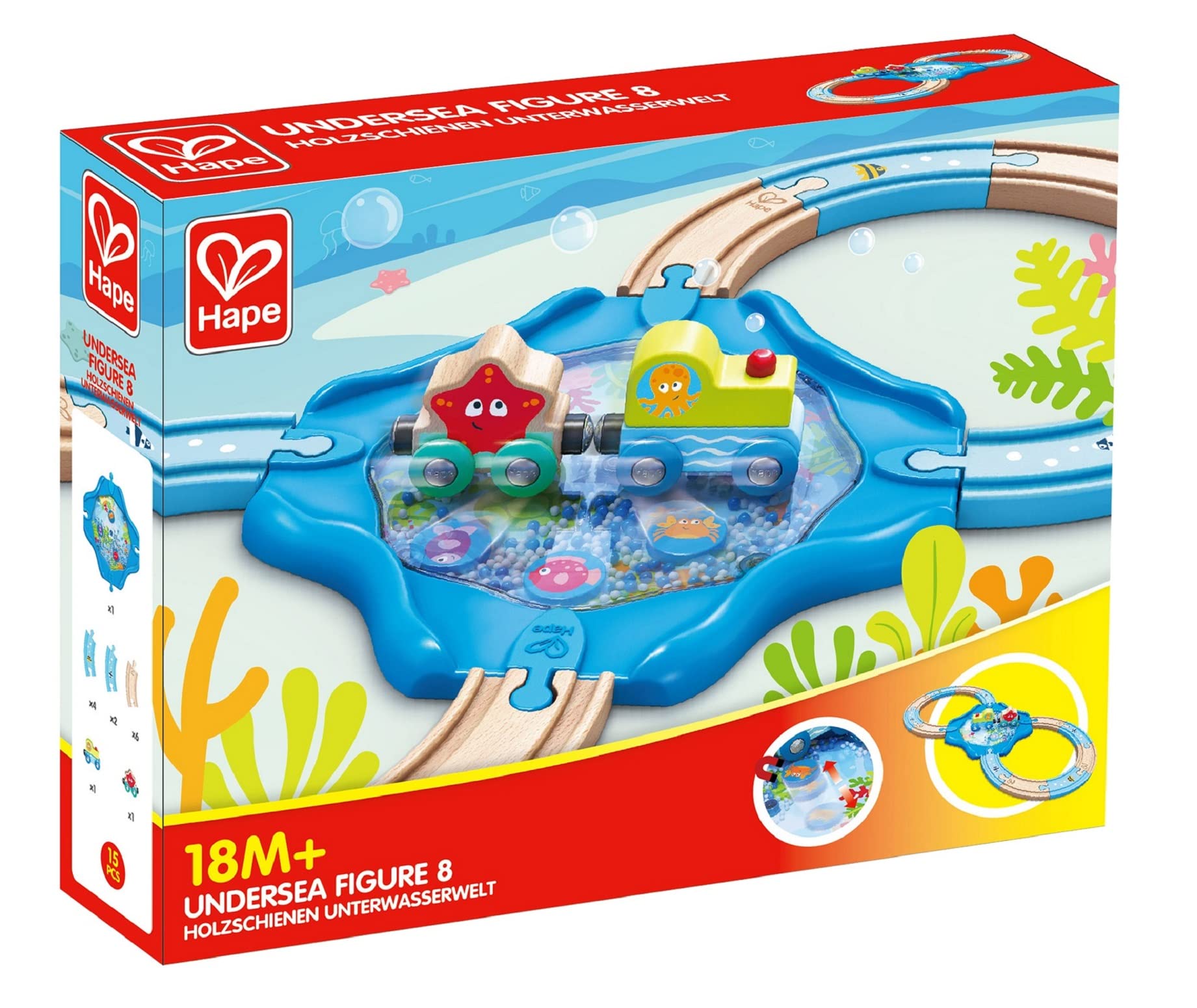 Hape Treno My First Railway E3827 set di treni in legno 8 pezzi