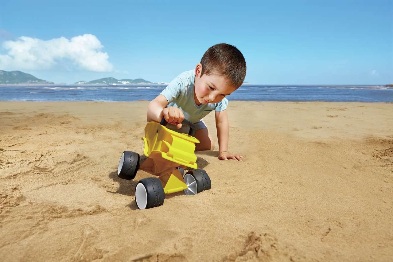Hape Giochi da spiaggia Autocarro Giallo con cassone ribaltabile camion giocattolo