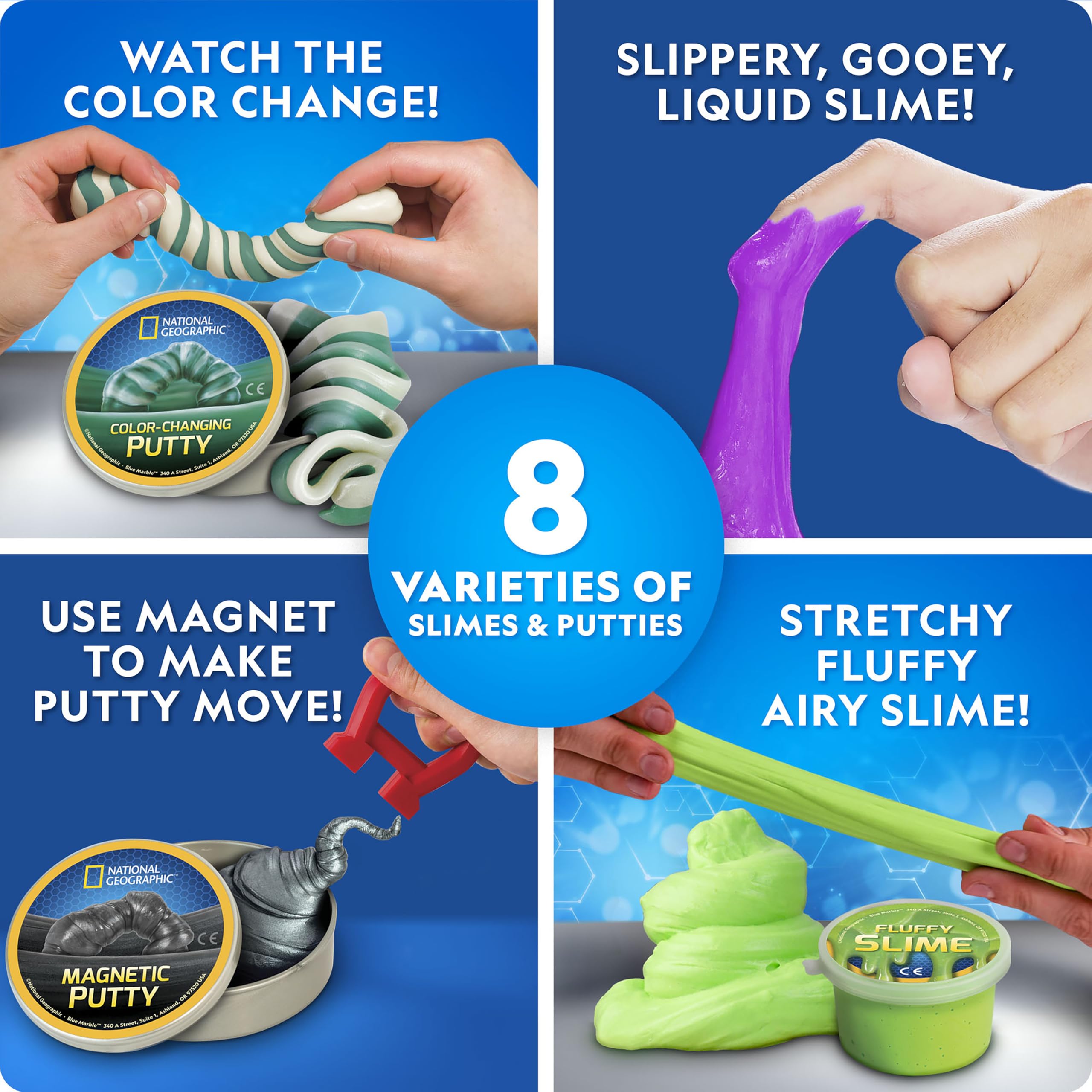 National Geographic Mega Slime Kit & Putty Lab kit slime 8 tipi STEM