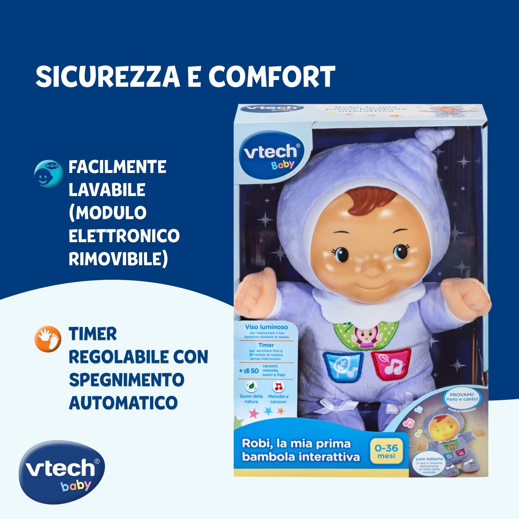 VTech Robi bambola interattiva in peluche 0-36 mesi luminosa