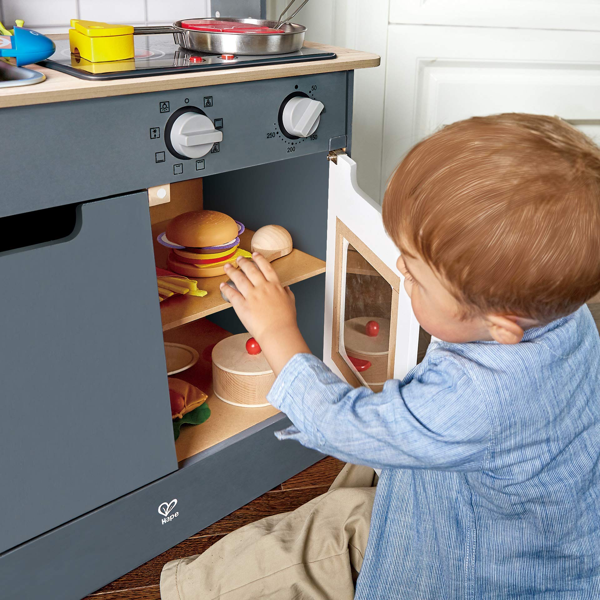 Hape Cucina e accessori Cucina Grigia E3166 cucina giocattolo legno luci suoni