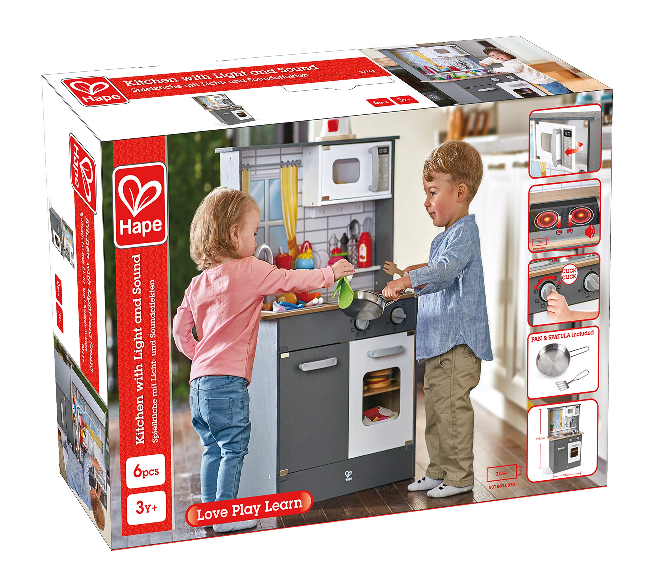 Hape Cucina e accessori Cucina Grigia E3166 cucina giocattolo legno luci suoni
