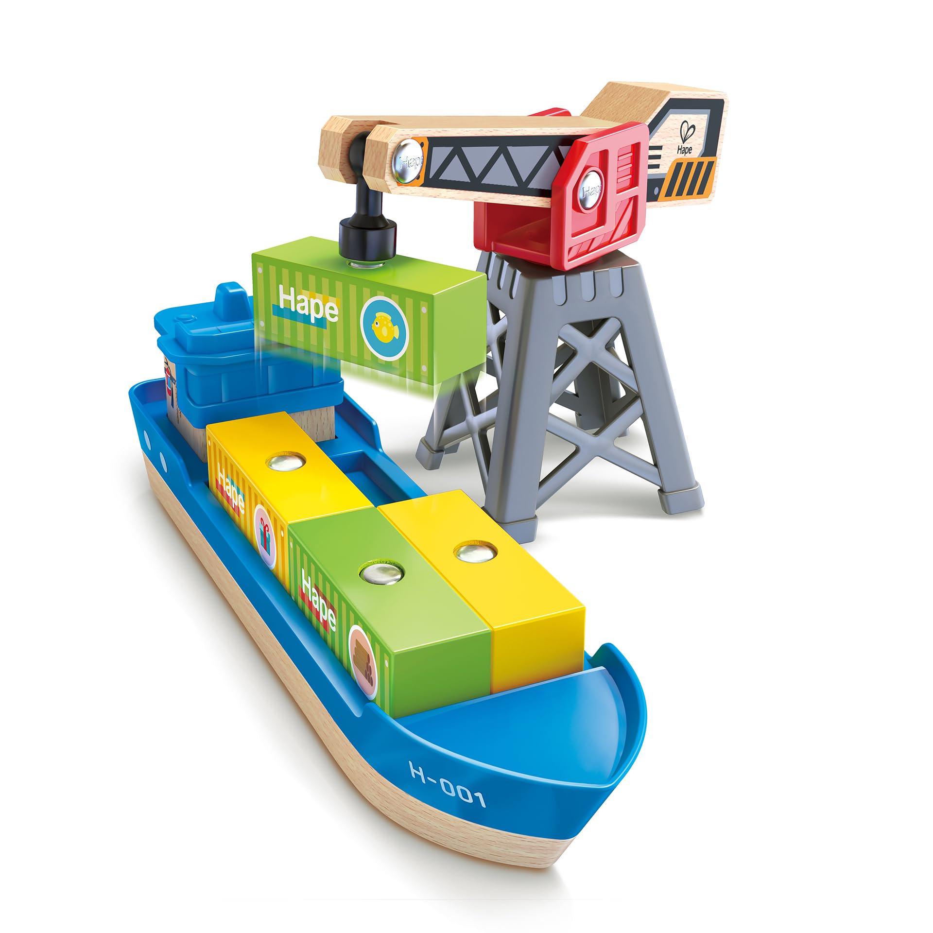 Hape Giochi Nave da Carico e Gru nave giocattolo magnetica