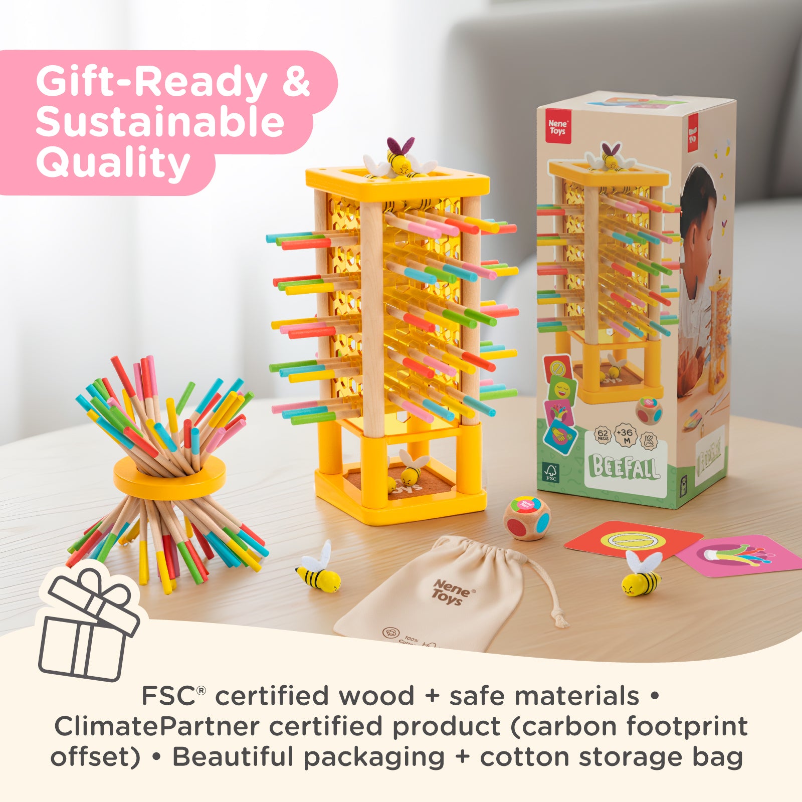 Nene Toys Family Games BeeFall, gioco da tavolo, torre con api