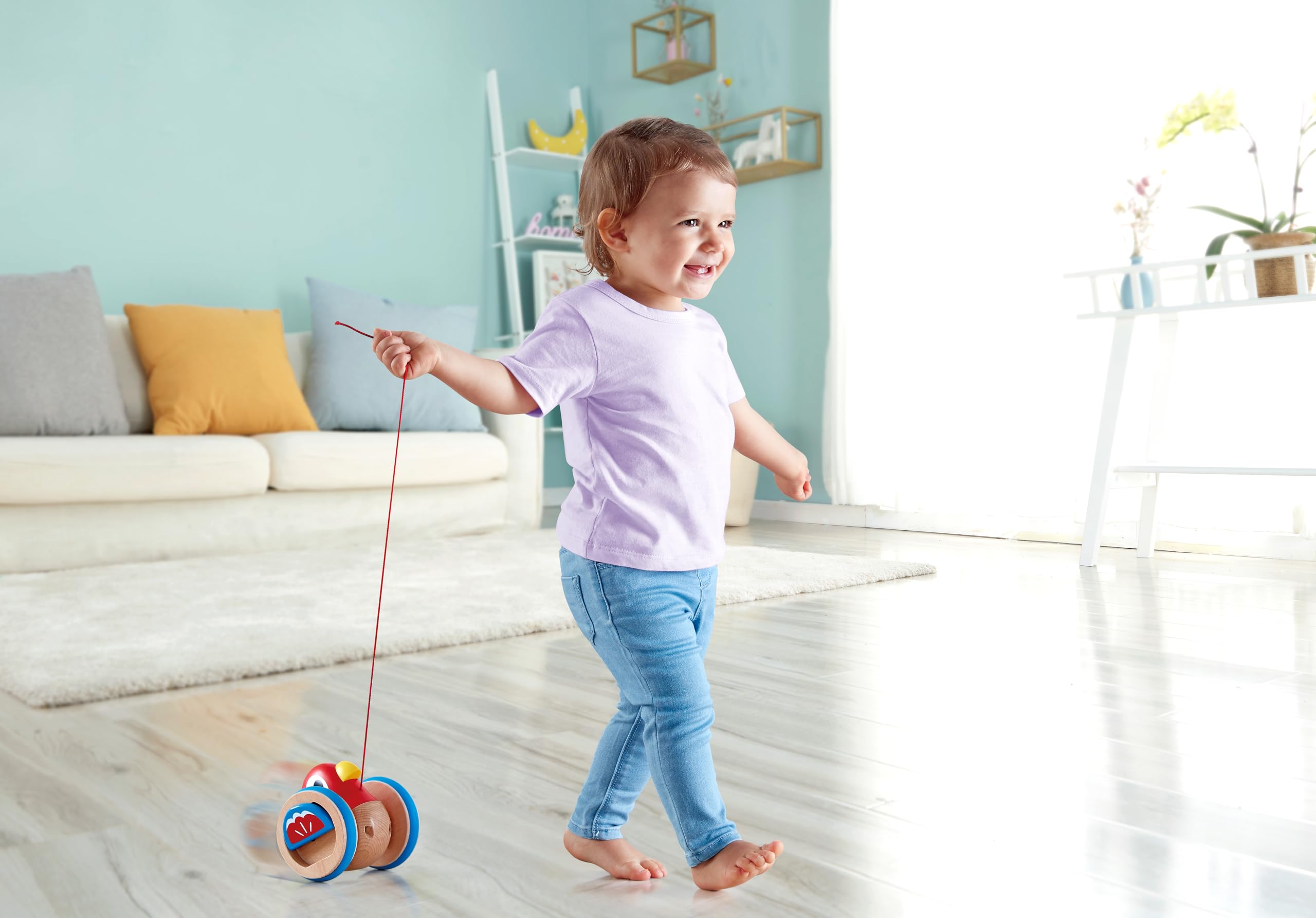 Hape Spingi e cammina Uccellino Trainabile E0360 gioco in legno dai 12 mesi