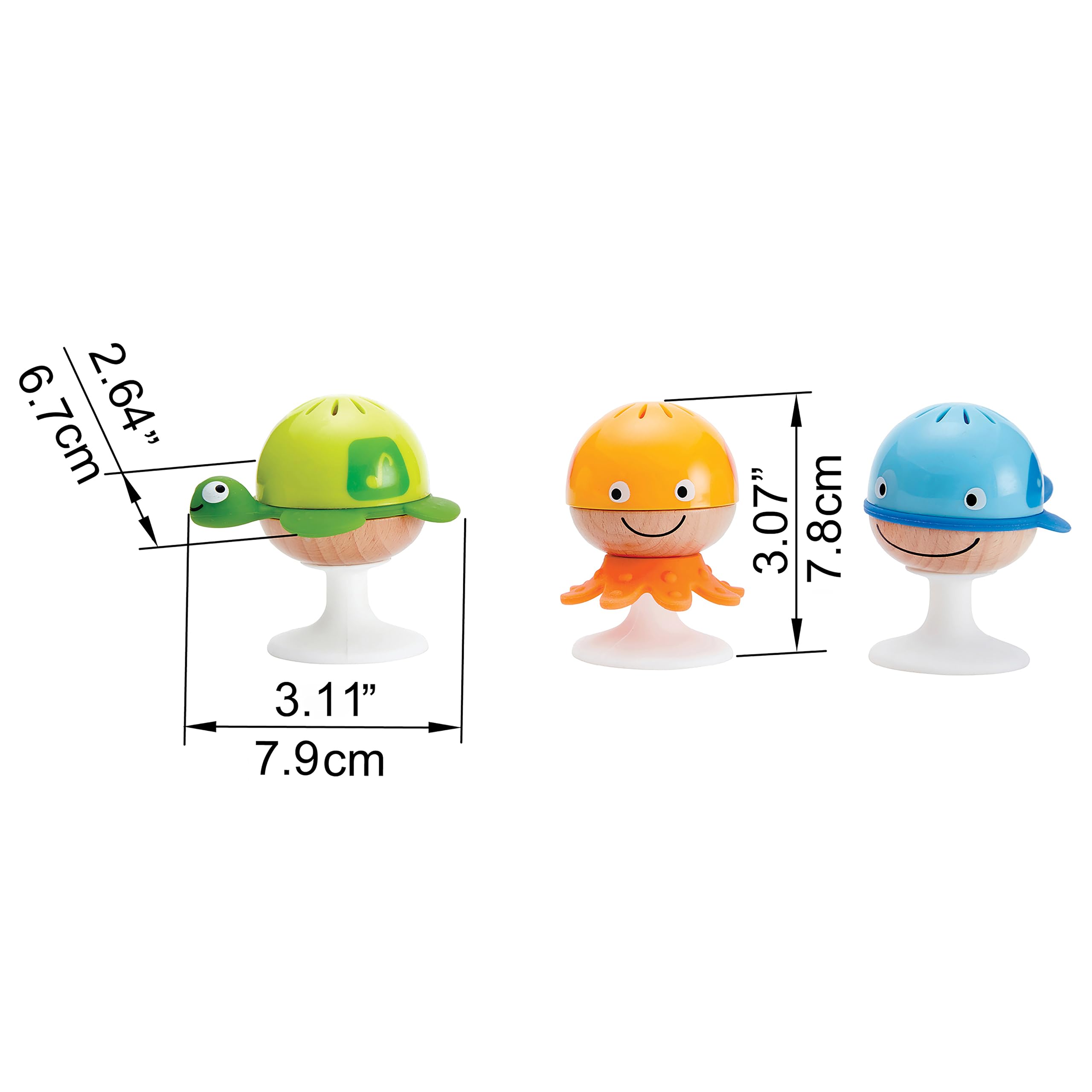 Hape Giocattoli per l'infanzia Set Sonagli sempre in piedi animali marini 3 pezzi
