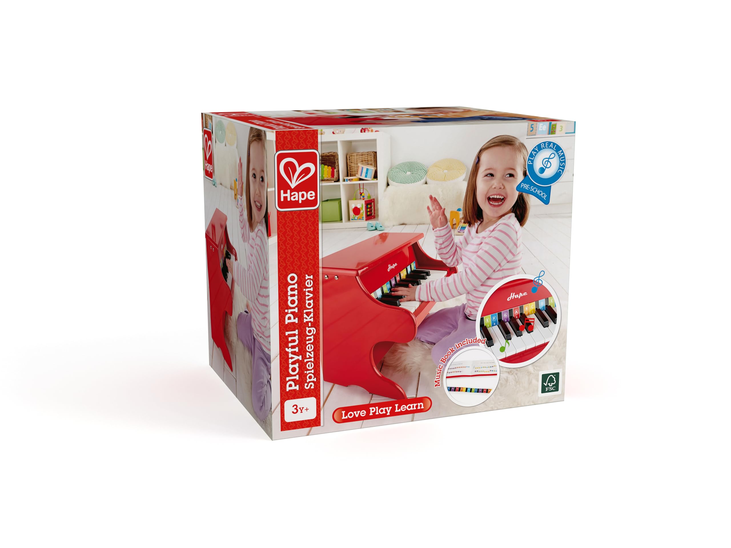 Hape Giochi musicali Piano Divertente E0318 pianoforte rosso 18 tasti