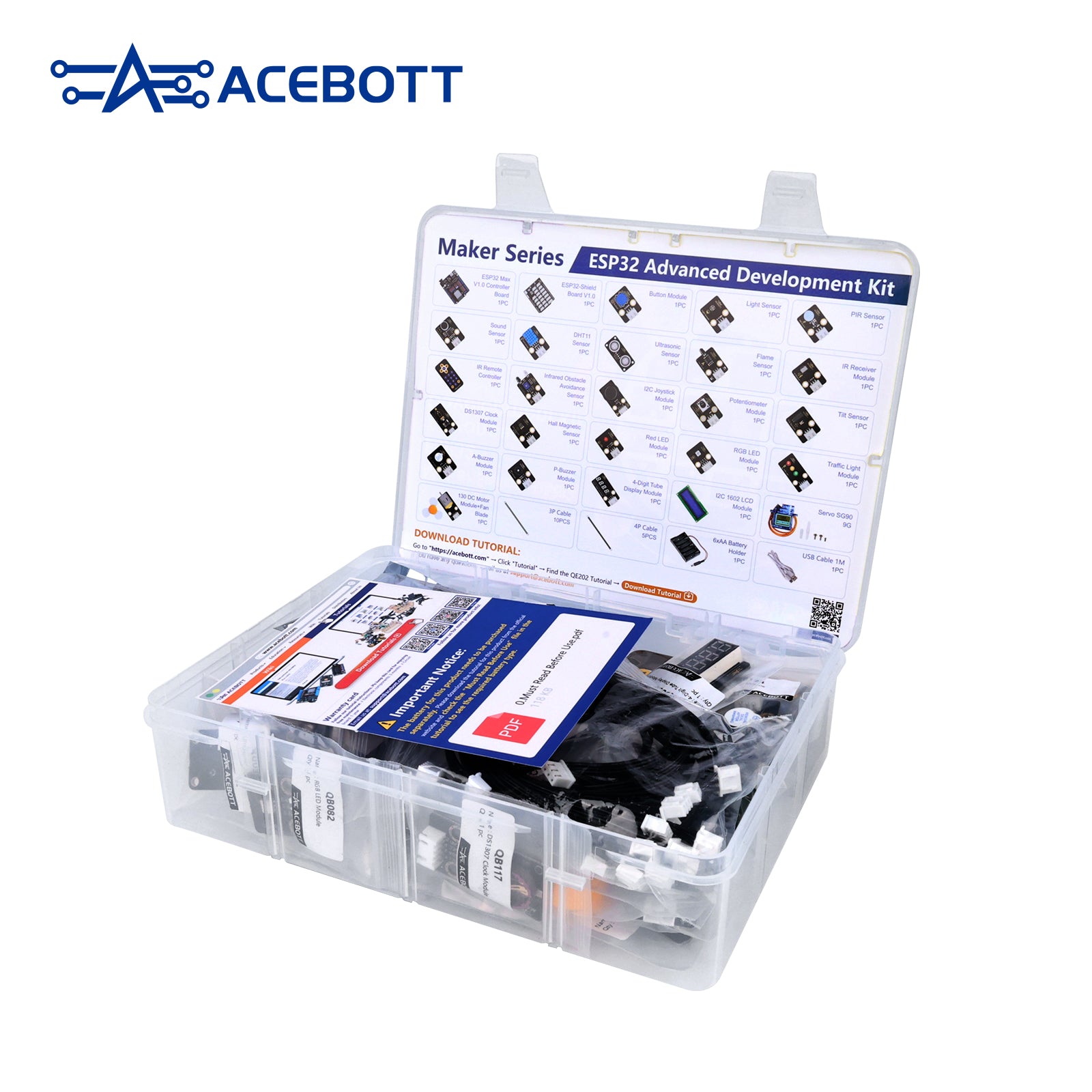 ACEBOTT Maker Series QE202 ESP32 Advanced Development Kit 26-in-1