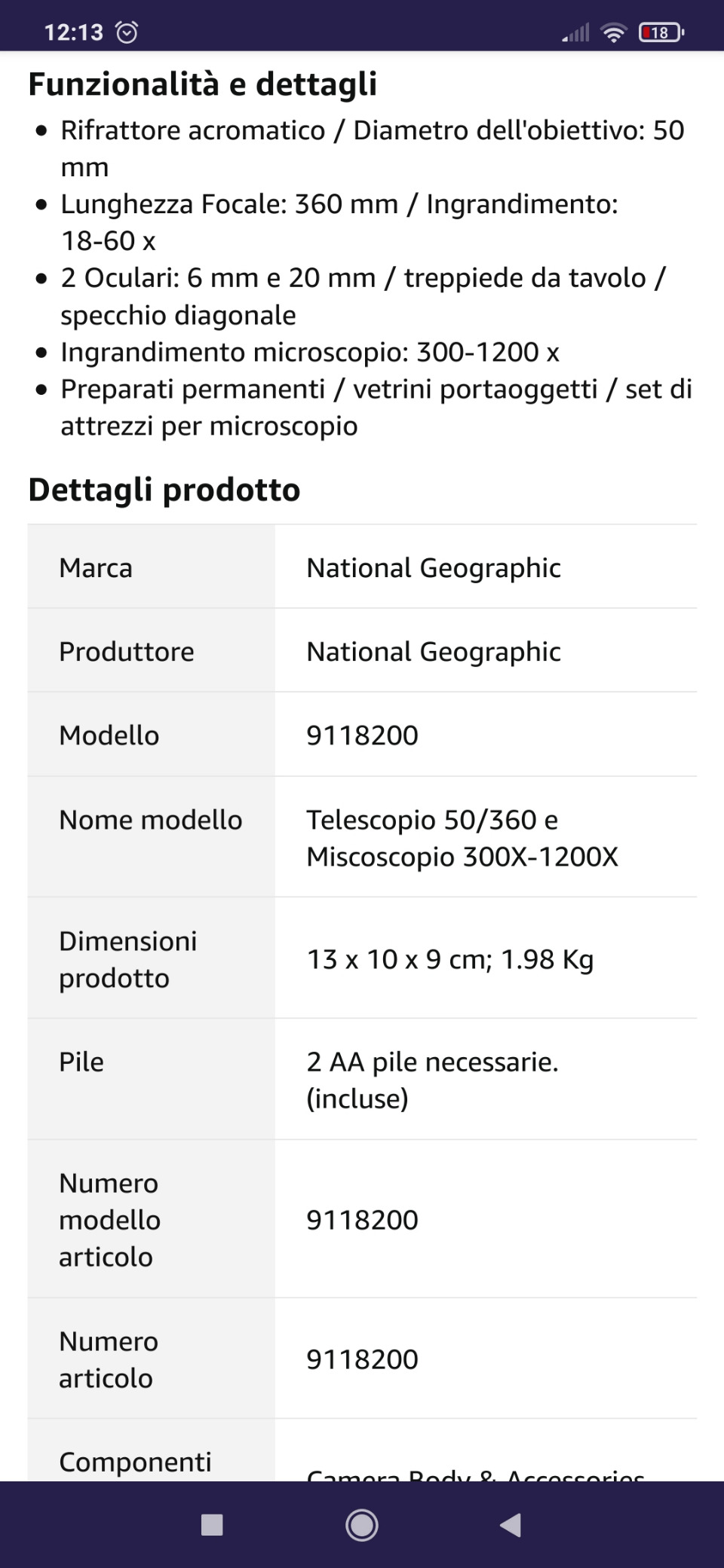 National Geographic Telescopi Telescopio + microscopio compatto con supporto smartphone