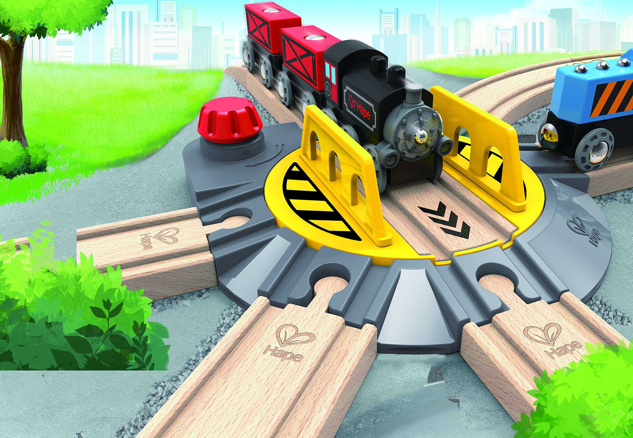 HAPE Treno Piattaforma girevole per treni in legno sei binari