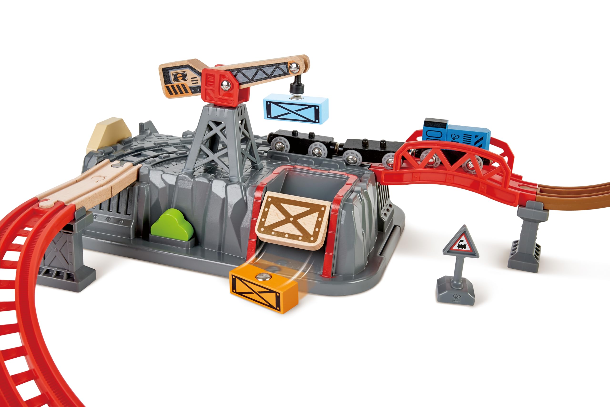 Hape Treno set costruzioni ferroviarie 50 pezzi con gru magnetica