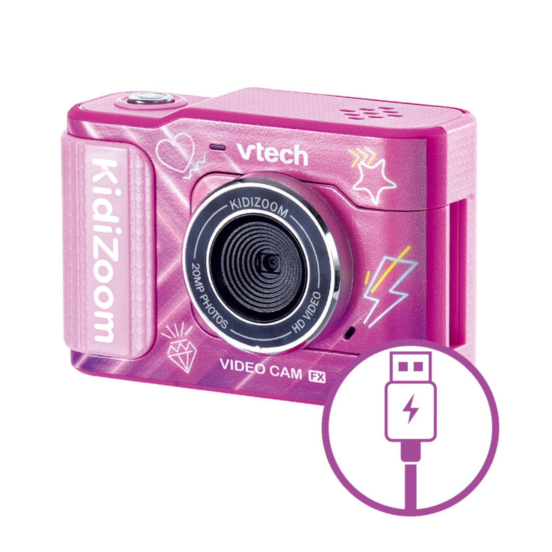 VTech Giocattoli 6 anni e + KidiZoom Video Cam FX videocamera rosa ricaricabile