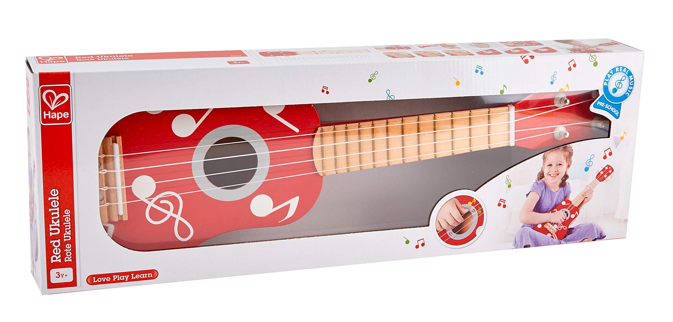 Hape Giochi musicali E0603 ukulele rosso in legno