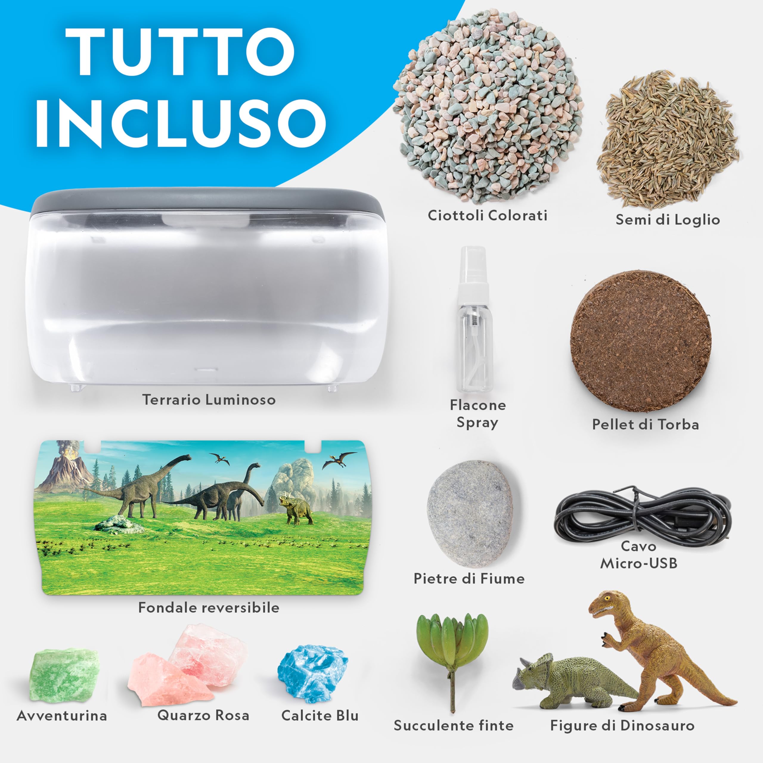 National Geographic Kit scientifici e di scoperta Terrario con dinosauri e piante vere