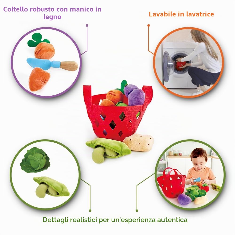 Hape Cucina e accessori E3167 cesto di verdure gioco in feltro