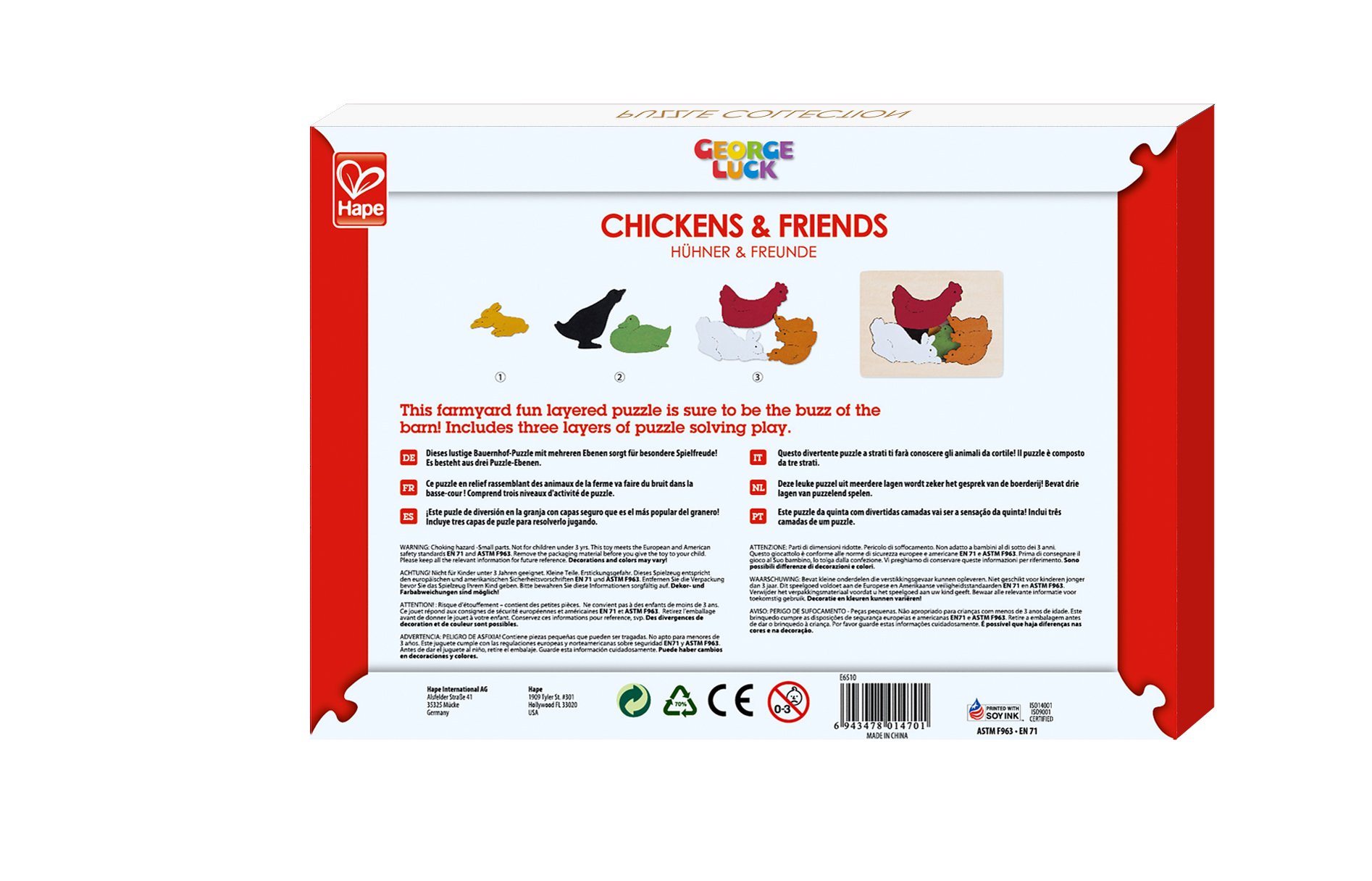 Hape Puzzle Chicken and Friends puzzle a strati