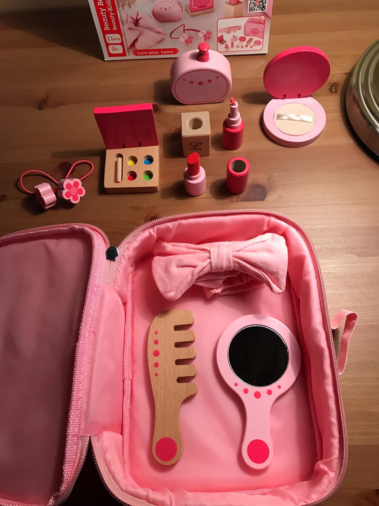 Hape Giochi di ruolo Set di Bellezza trousse rosa 11 pezzi
