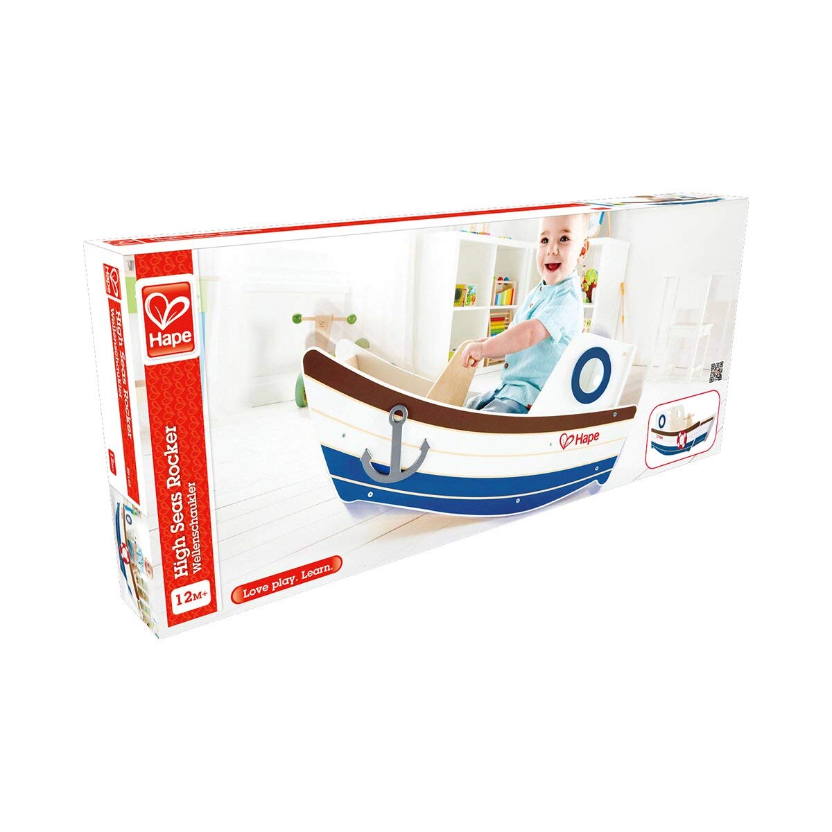 Hape Spingi e cammina Barca a Dondolo cavalcabile legno dai 12 mesi