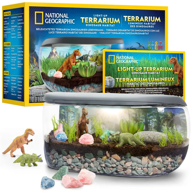 National Geographic Kit scientifici e di scoperta Terrario con dinosauri e piante vere