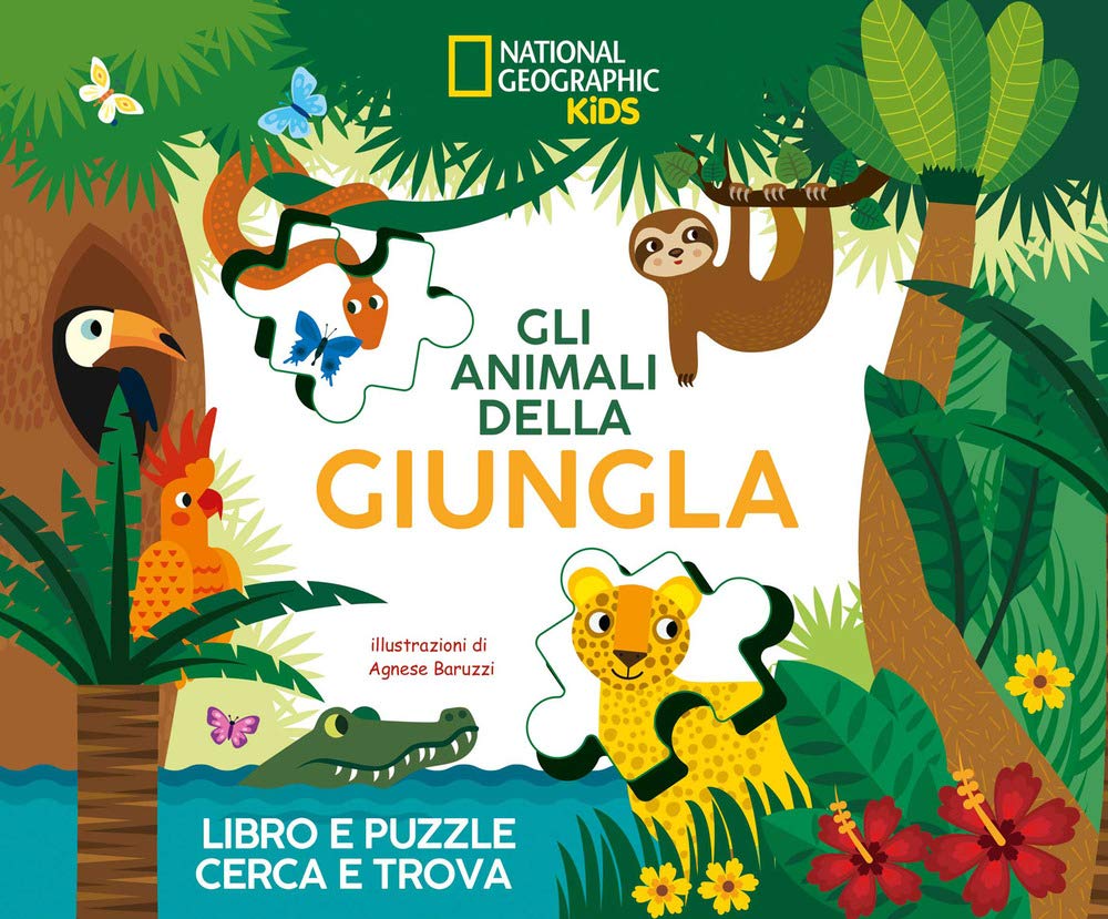 National Geographic Kids – Libri Gli animali della giungla libro e puzzle