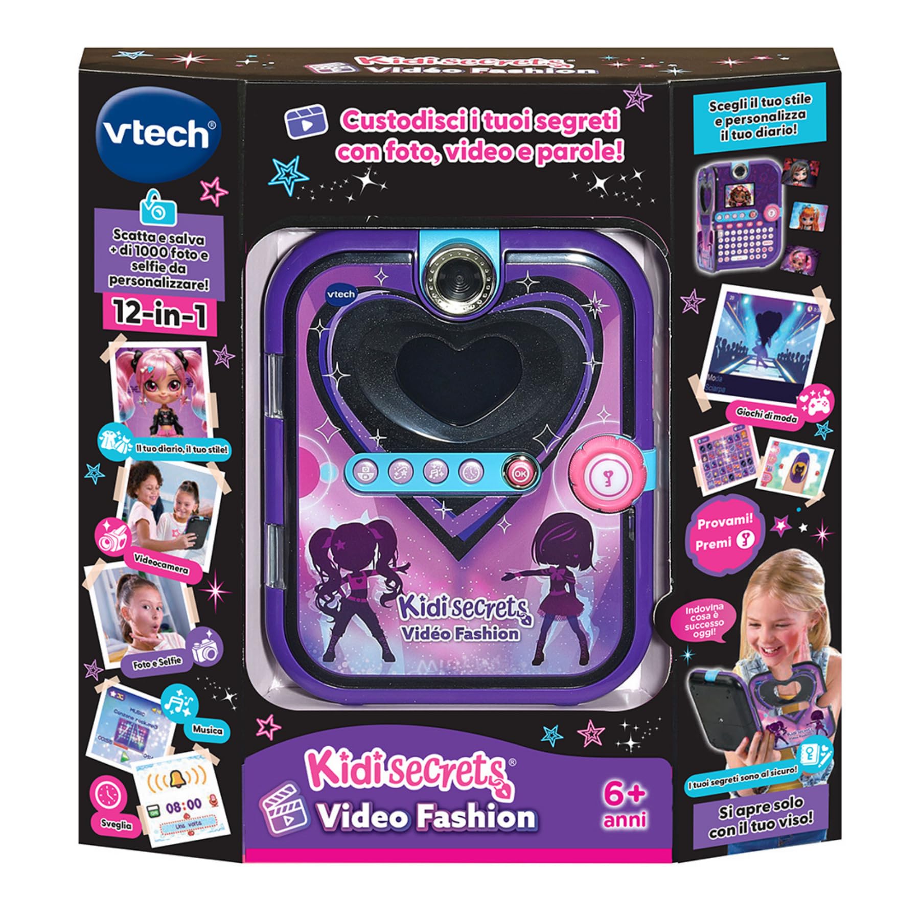 VTech KidiSecrets Video Fashion diario segreto nero elettronico