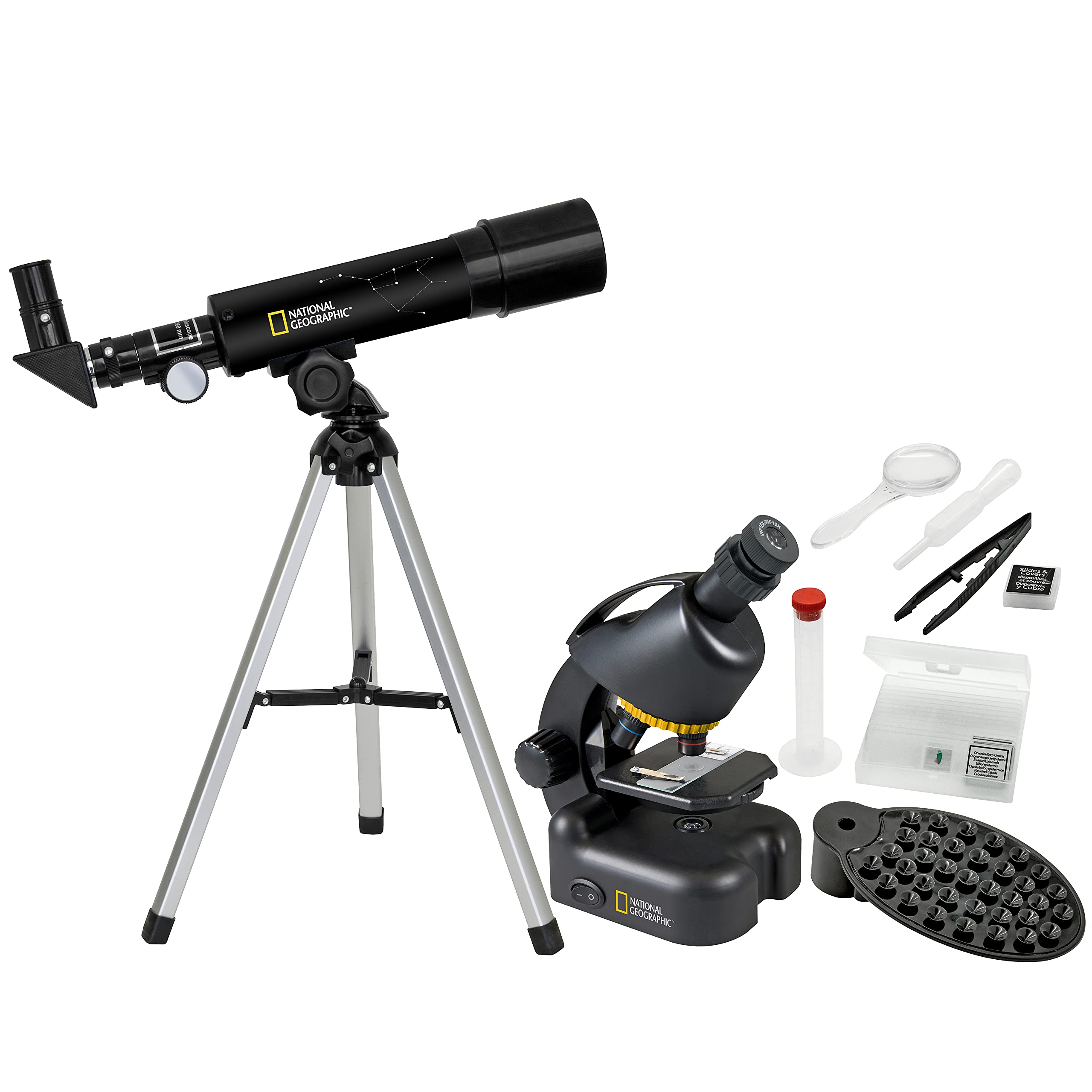 National Geographic Telescopi Telescopio + microscopio compatto con supporto smartphone